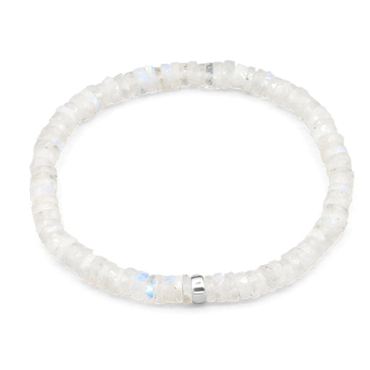 Celestial Peace Rainbow Moonstone Heishi Bracelet