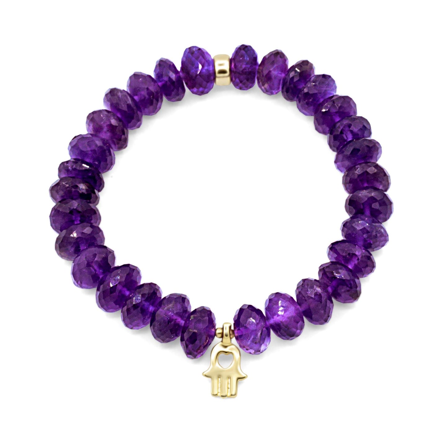 Mystic Muse Bracelet | Amethyst Hamsa Bracelet | Genuine Faceted Amethyst | Gold Vermeil Hamsa Hand | Protection Bracelet | February