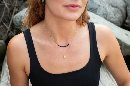 Sapphire Line Necklace | Blue Sapphire Necklace | Sapphire Cube Necklace | 14K Gold Filled Necklace | September Birthstone Jewelry