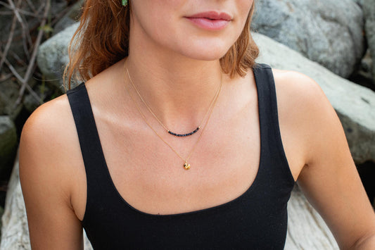 Sapphire Line Necklace - 14K gold filled