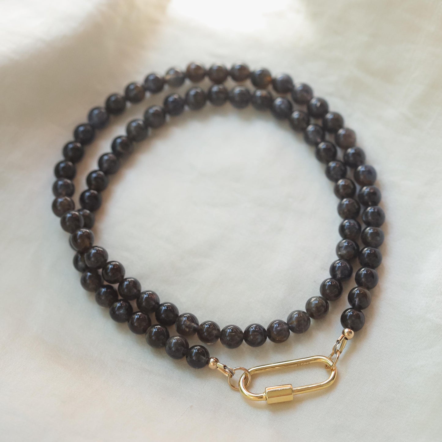 Iolite Necklace | Genuine Iolite Carabiner Necklace | Gold Filled or Sterling Silver | Intuition Stone Jewelry