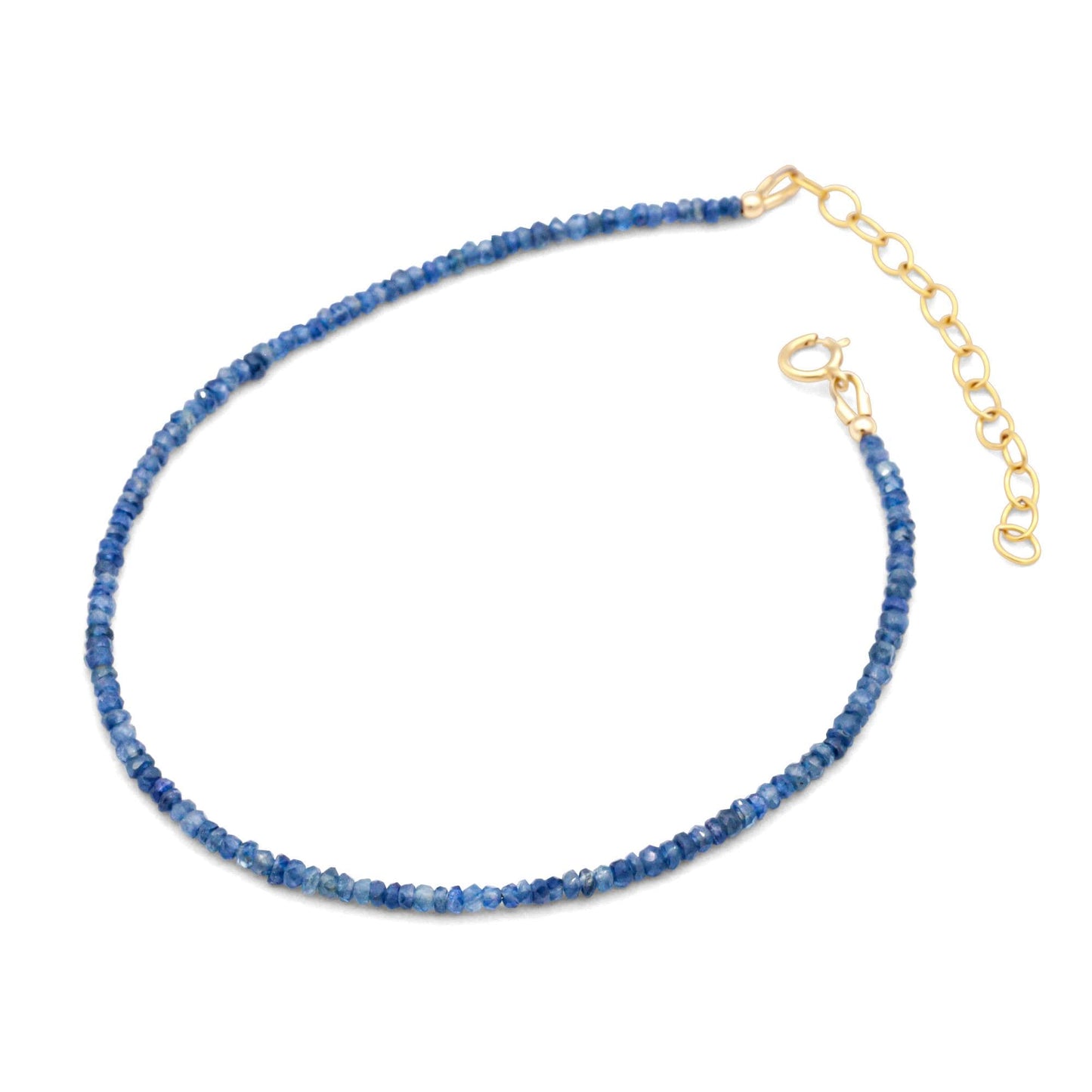 Blue Sapphire Anklet | Genuine Faceted Sapphire | 14K Gold Filled | Adjustable 9-11 Inch Gemstone Anklet | Handmade in Canada