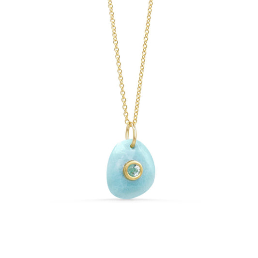 Ocean Light Pendant | Larimar & White Topaz Pendant | [EPLM6744] Sterling Silver or Gold Vermeil | Genuine Larimar Necklace | Ocean Inspired