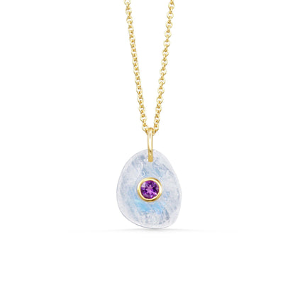 Moonveil pendant featuring moonstone and amethyst, handcrafted jewelry by Earthly Abundance with intricate gemstone details.