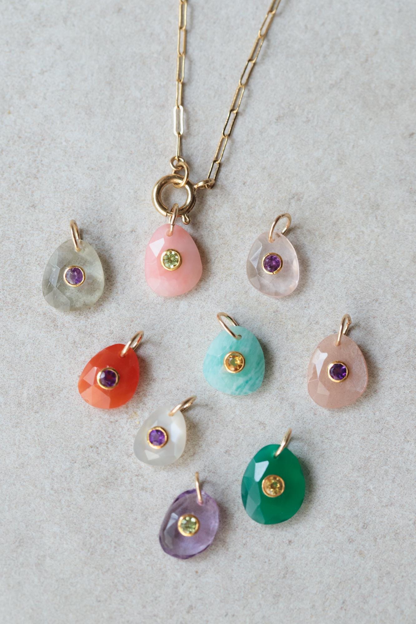 Flame & Violet Pendant - Carnelian Pendant & Amethyst