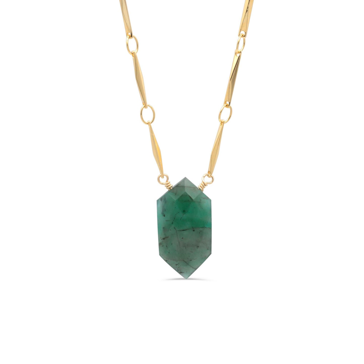 Wire Wrapped Emerald Necklace | Genuine Emerald Pendant | 14K Gold Filled Necklace | May Birthstone Jewelry