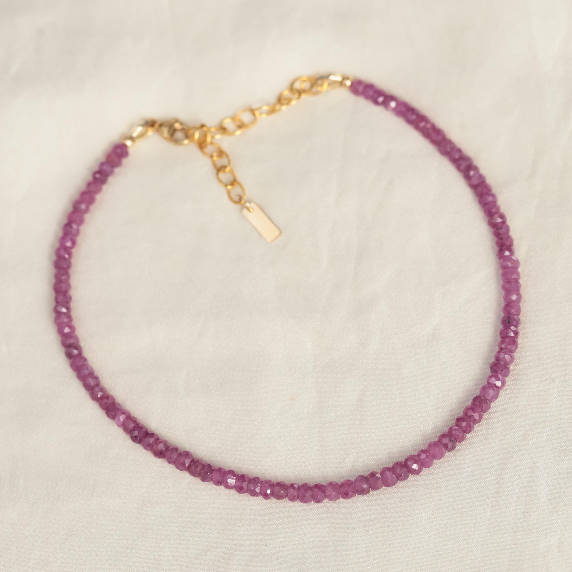 African Ruby Anklet –Ruby Gemstone, Dainty Fine Jewelry