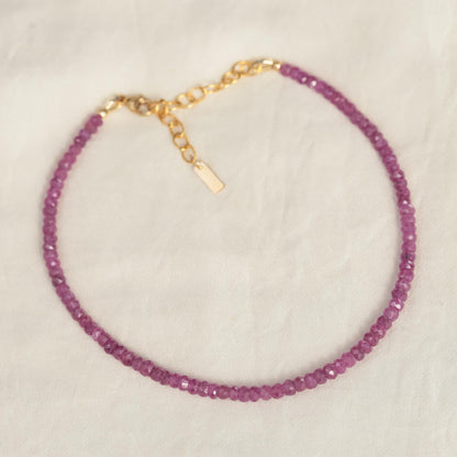 African Ruby Anklet –Ruby Gemstone, Dainty Fine Jewelry
