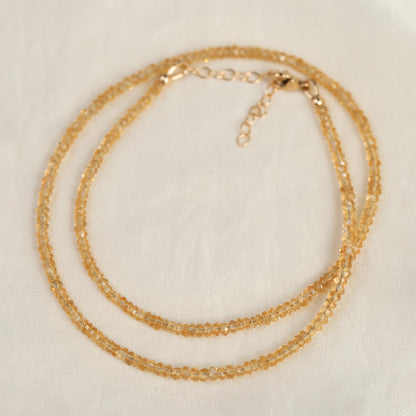 Genuine citrine necklace | 100% genuine natural citrine beaded necklace | dainty beaded natural citrine necklace