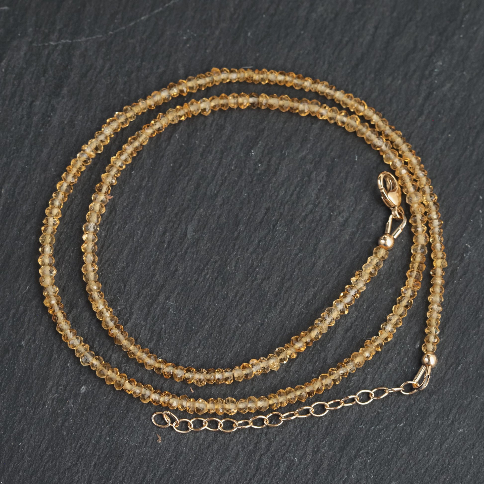 Genuine citrine necklace | 100% genuine natural citrine beaded necklace | dainty beaded natural citrine necklace