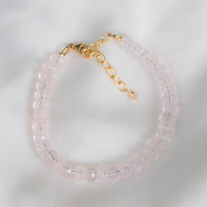 Rose Quartz bracelet| heishi Rose Quartz Bracelet, 14K gold filled, Healing Bracelet, Love Bracelet | rose quartz