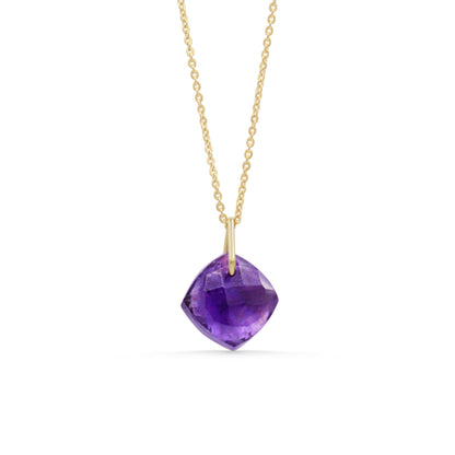 Amethyst Faceted Pendant Necklace, amethyst Charm, Gold Filled Chain Option, Intuition Crystal Jewelry,