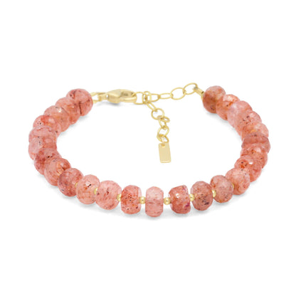 Strawberry Quartz Bracelet | Genuine Faceted Strawberry Quartz | 14K Gold Filled | Adjustable Gemstone Bracelet | Handmade in Canada