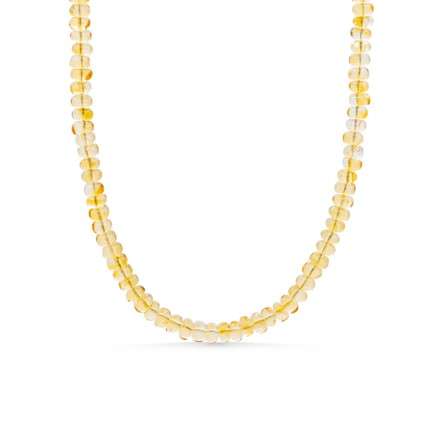 Luminous Citrine Necklace by Earthly Abundance featuring a large, polished citrine gemstone on a delicate gold chain.