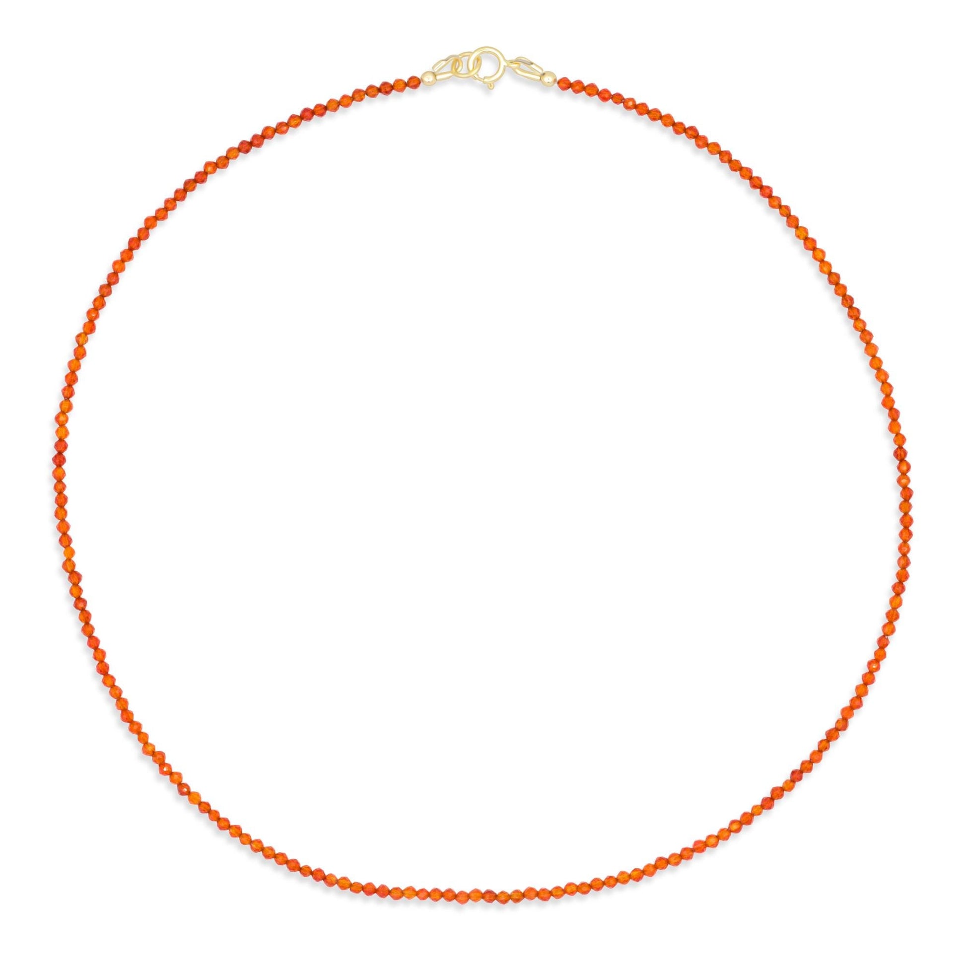 Carnelian Necklace | Genuine Orange Carnelian 2mm Faceted Gemstone Necklace | Sterling Silver, 14K Gold Filled or Solid Gold | Birthstone