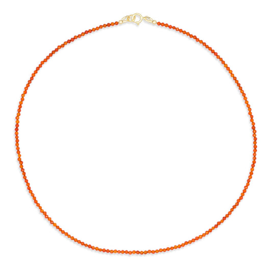 Carnelian Necklace | Genuine Orange Carnelian 2mm Faceted Gemstone Necklace | Sterling Silver, 14K Gold Filled or Solid Gold | Birthstone
