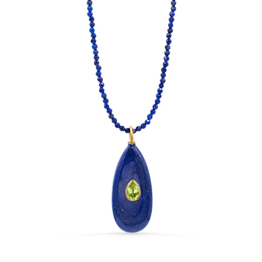 Celestial Tide Necklace | Lapis Lazuli Necklace, Peridot Pendant Necklace, Protection Necklace, Gold Filled Jewelry