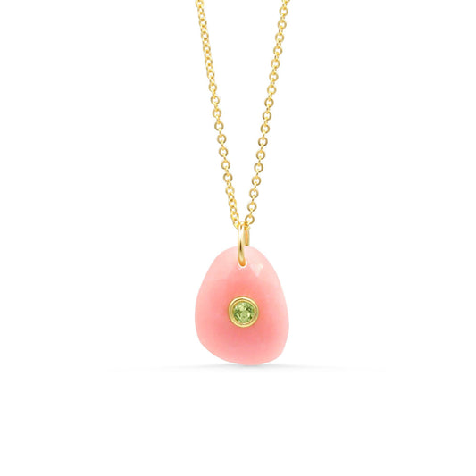 Blush Bloom Pendant - Pink Opal & Peridot