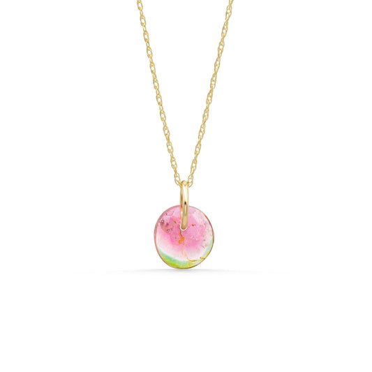 Watermelon Tourmaline Pendant | Genuine Pink & Green Tourmaline Necklace | Solid 14K Gold Charm | October Birthstone | One of a Kind