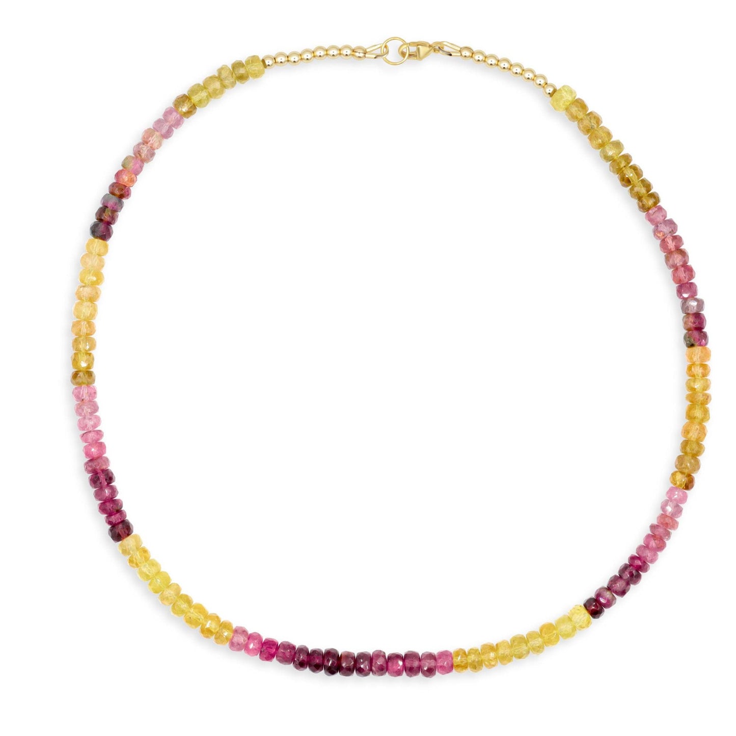 Sunset Reverie Tourmaline Necklace | Pink & Yellow Tourmaline Necklace | Genuine Multicolor Tourmaline Rondelle Necklace | 14K Gold Filled