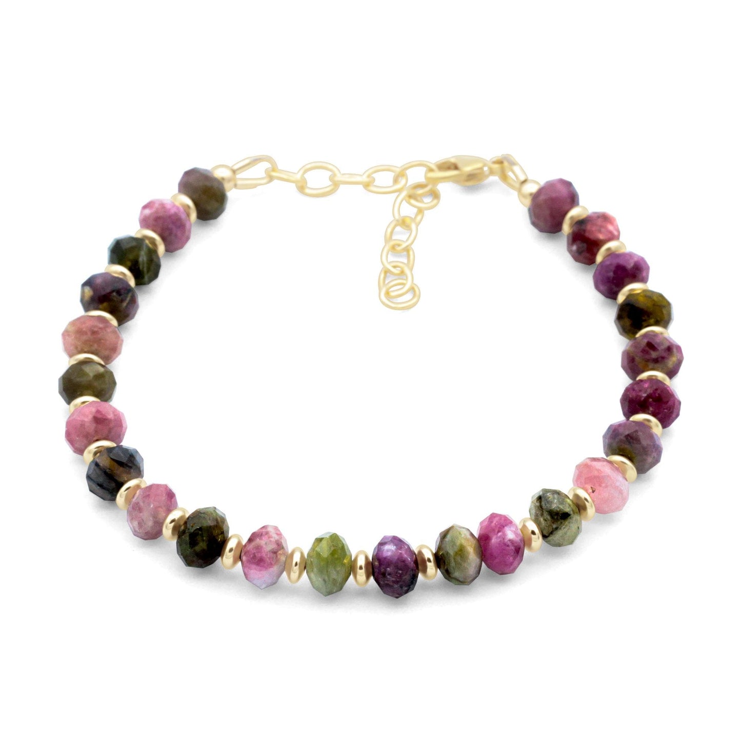 Mixed Tourmaline Bracelet | Faceted Tourmaline Rondelles | 14K Gold Filled Bracelet | Genuine Multicolor Gemstone Jewelry** Mixed Tourmaline