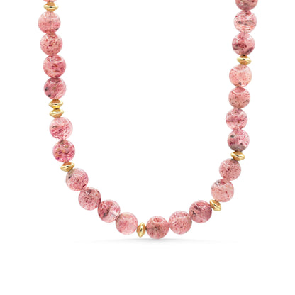 Strawberry Quartz Necklace, Genuine Pink Quartz Necklace, 14K Gold Filled Jewelry, Love & Joy Necklace, Feminine Gemstone Necklace