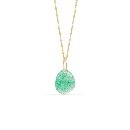 Green Strawberry Quartz Pendant | Genuine Green Strawberry Quartz Necklace | 14K Gold Pendant | Heart Chakra Jewelry