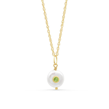 Perdant Pendant – Freshwater Pearl & Peridot | [EPPP6128] Freshwater Pearl Pendant | Gold Vermeil Gemstone Charm | rope pearl necklace