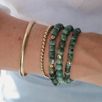 Emerald Cube Bracelet | Genuine Emerald Bracelet | Faceted Emerald Cubes | 14K Gold Filled | One of a Kind Gemstone Bracelet