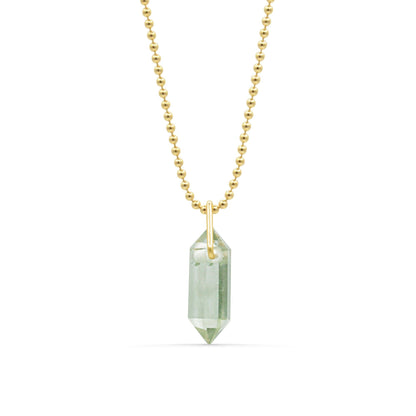 Green Amethyst Prism Pendant | Green Amethyst Necklace | Prasiolite Crystal Pendant | Gold Filled Necklace | Genuine Green Gemstone Jewelry