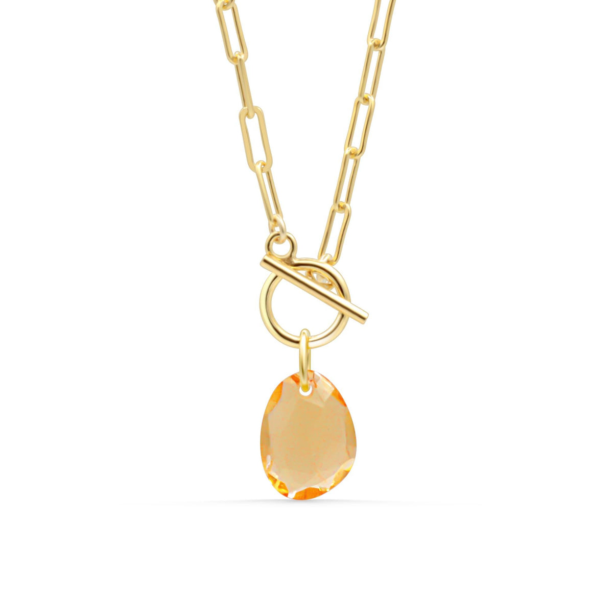Citrine 14K gold filled toggle necklace