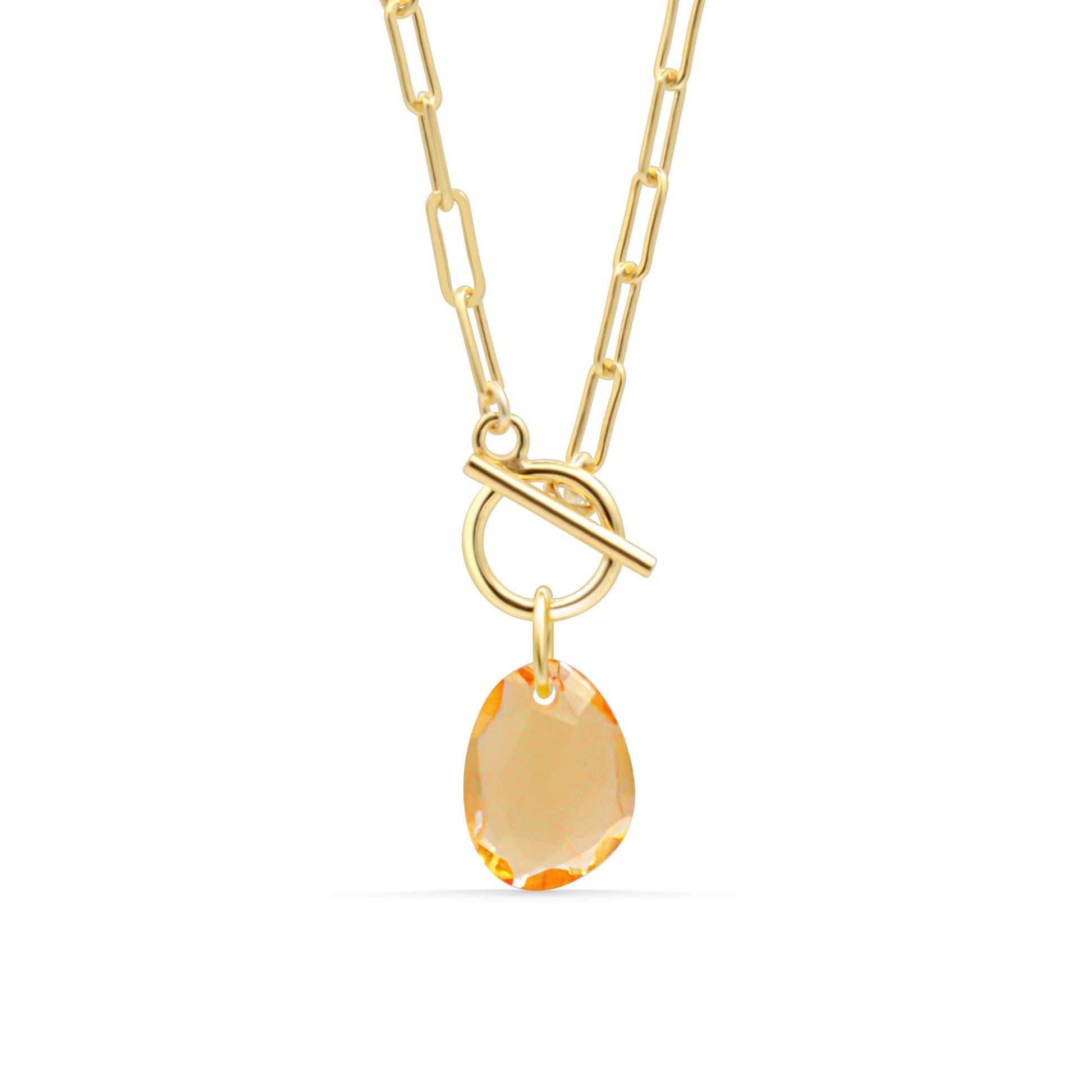 Citrine 14K gold filled toggle necklace