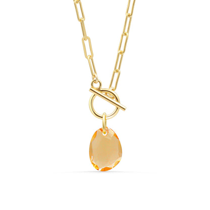 Citrine 14K gold filled toggle necklace