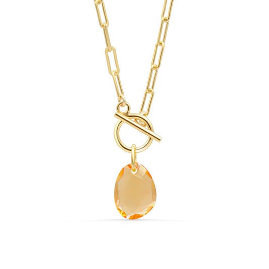 Citrine 14K gold filled toggle necklace