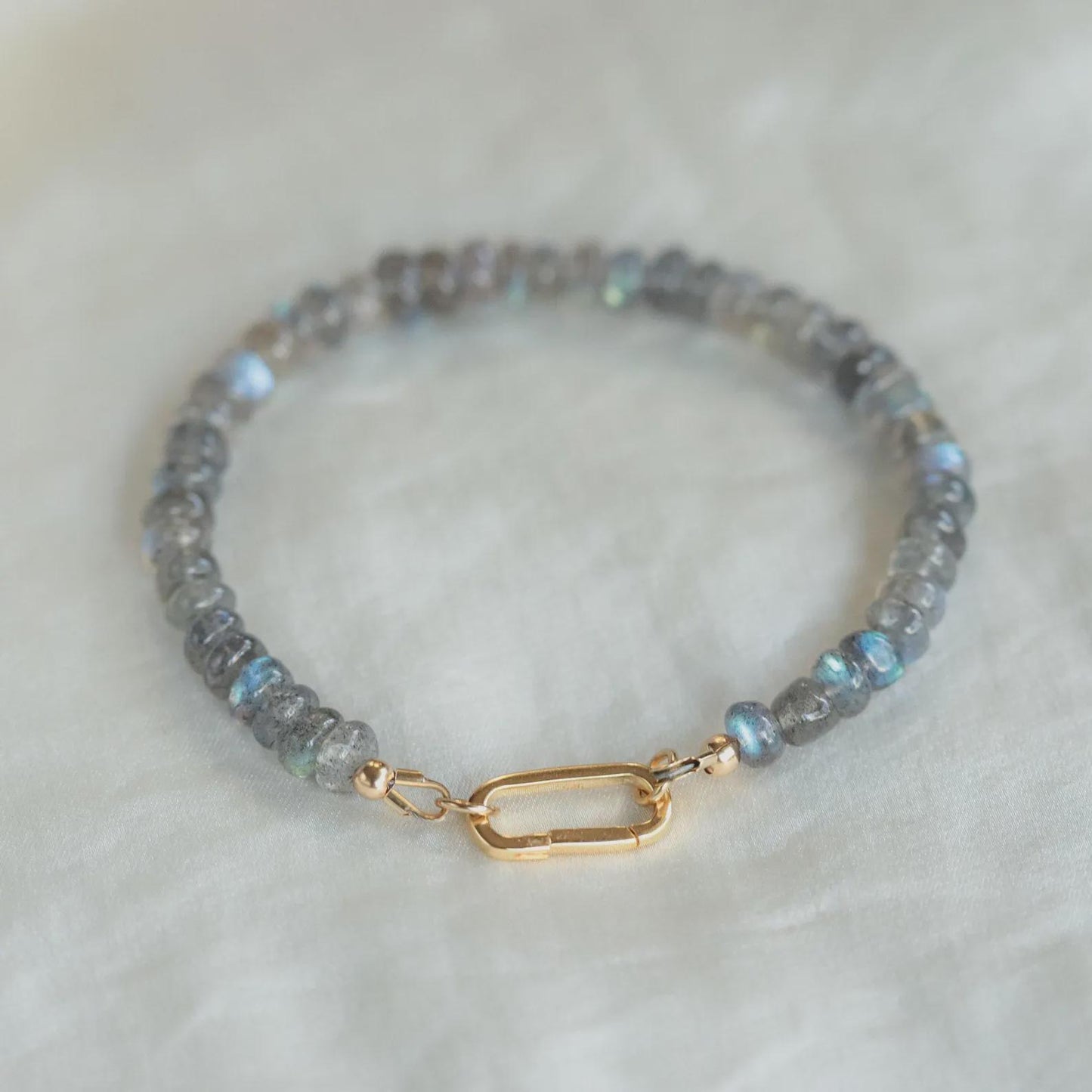 Labradorite Carabiner Bracelet | Women's Labradorite Bracelet | AAA+ Labradorite | Blue Flash Labradorite bracelet | labradorite beaded