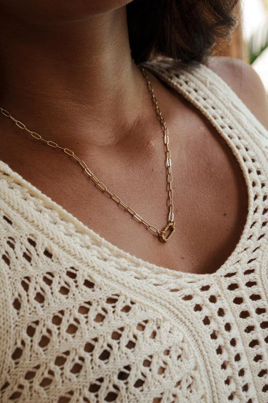 White Topaz Carabiner Necklace