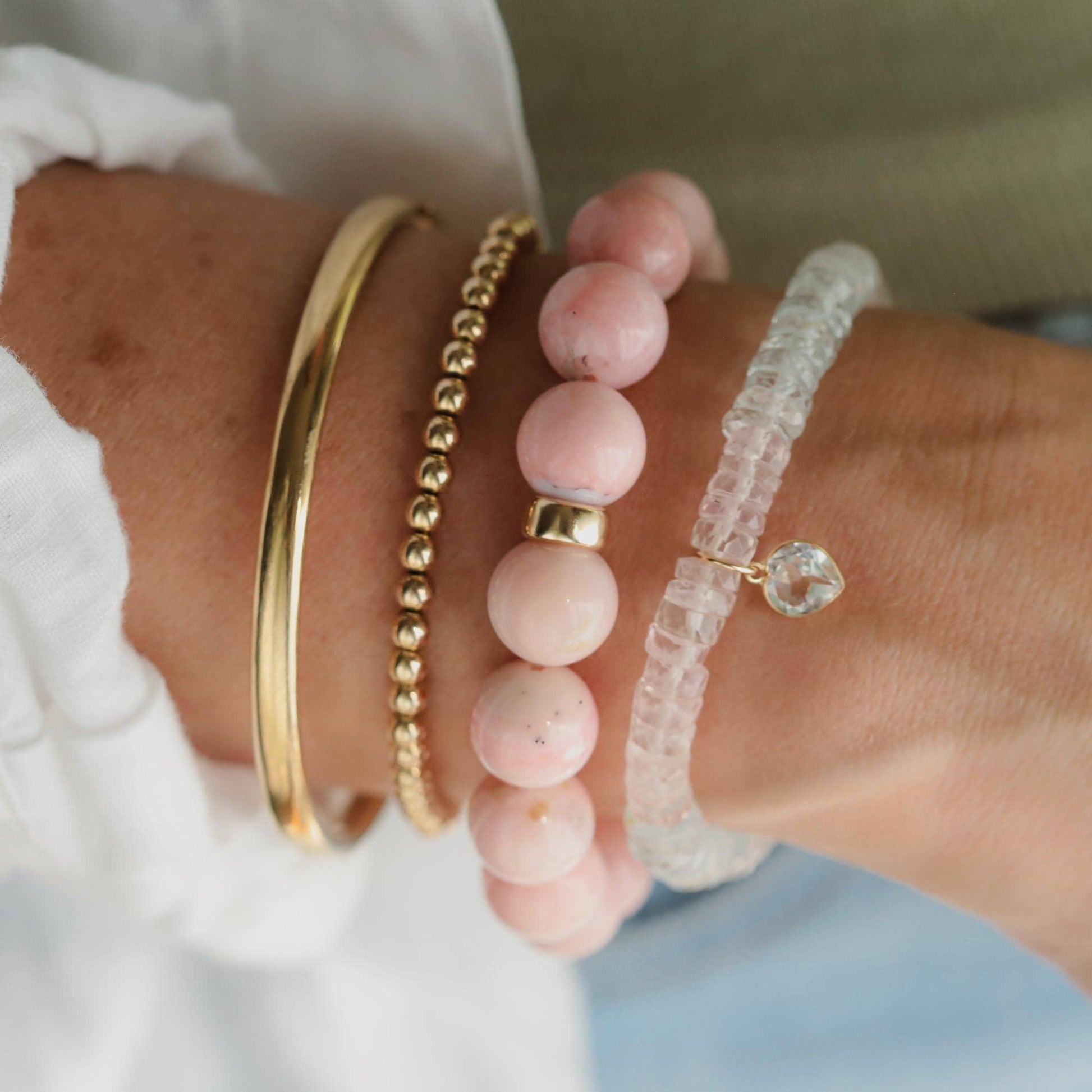 Sweetheart Bracelet – Morganite, Aquamarine & White Topaz Morganite Beryl | Morganite bracelet, high quality genuine morganite