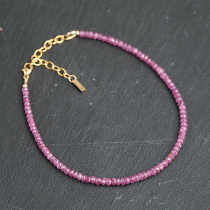 African Ruby Anklet –Ruby Gemstone, Dainty Fine Jewelry