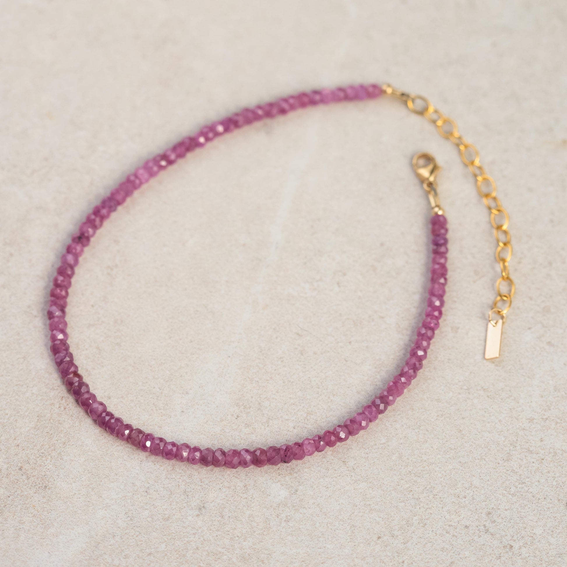 African Ruby Anklet –Ruby Gemstone, Dainty Fine Jewelry