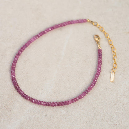 African Ruby Anklet –Ruby Gemstone, Dainty Fine Jewelry