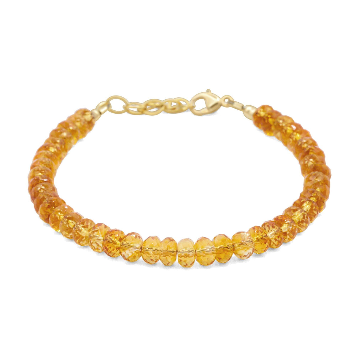 Honey citrine bracelet with 14K gold-filled links, featuring a polished gemstone centerpiece, designed by Earthly Abundance.
