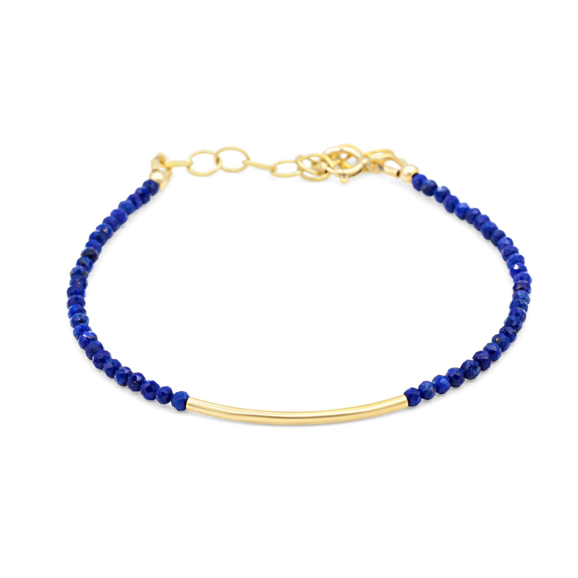Lapis Lazuli Bracelet | Genuine 2mm Lapis Bracelet | Gold Filled, Sterling Silver or Solid 14K Gold | Handmade in Canada