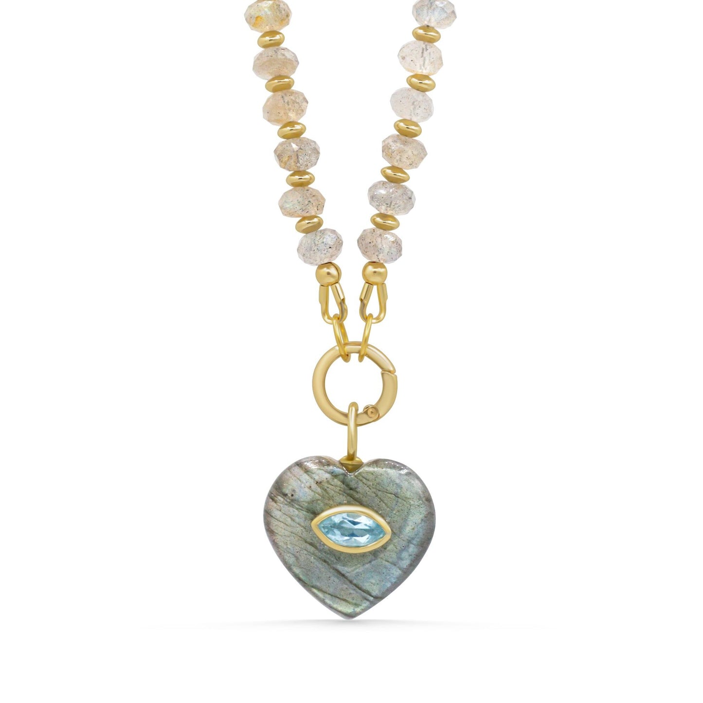 True North Labradorite Carabiner Necklace | labradorite carabiner | labradorite heart necklace