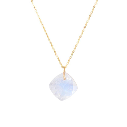 Rainbow Moonstone Faceted Pendant Necklace, Flash Moonstone Charm, Gold Filled Chain Option, Intuition Crystal Jewelry, Handmade in Canada