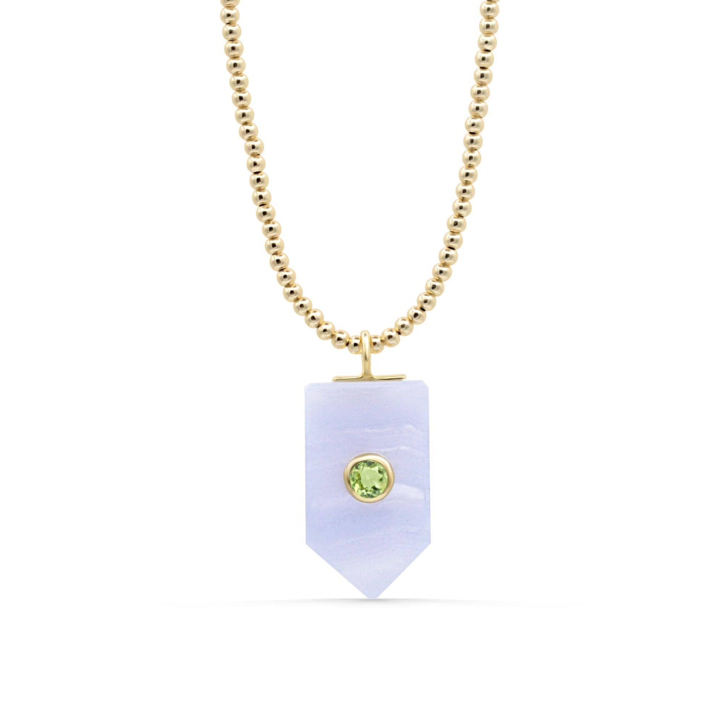 Sky Bloom Blue Lace Agate Necklace, Peridot Pendant, Gold Filled Paperclip Chain Necklace, Crystal Pendant Necklace, Gift for Her