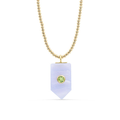 Sky Bloom Blue Lace Agate Necklace, Peridot Pendant, Gold Filled Paperclip Chain Necklace, Crystal Pendant Necklace, Gift for Her