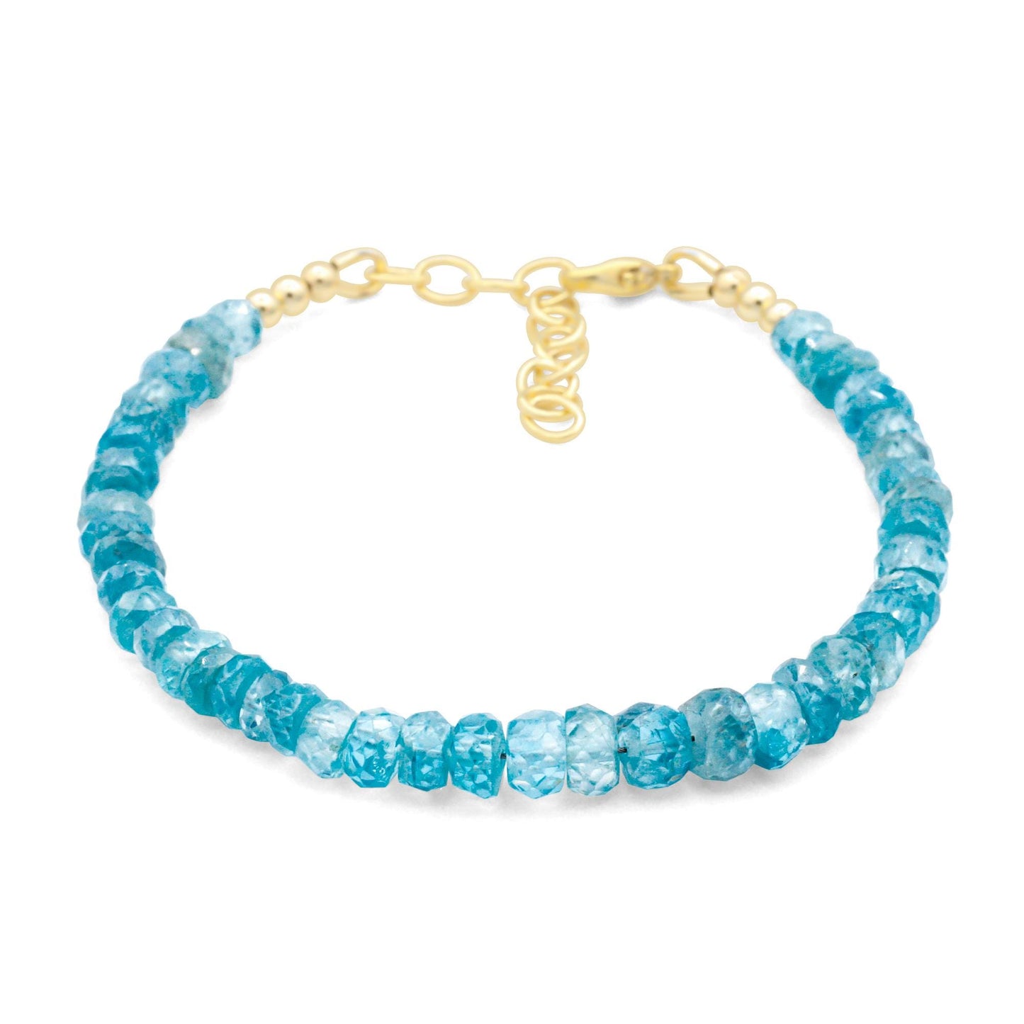 Aegean Glow Zircon Bracelet | dainty tiny | Natural Blue Zircon Bracelet | Faceted Blue Zircon Rondelles | 14K Gold Filled Bracelet