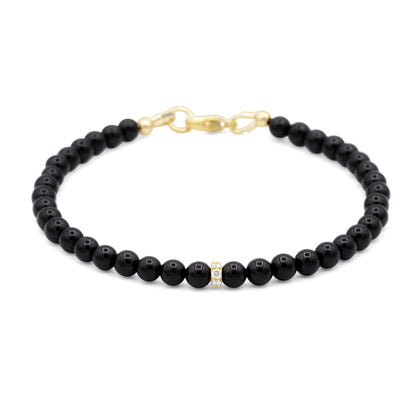 Midnight Icon – Black Tourmaline & Diamond Bracelet | Black Tourmaline Bracelet | Genuine Black Tourmaline | 14K Gold Diamond Bracelet