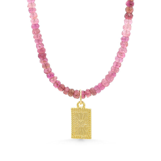 Heart of Dawn Pink Tourmaline Necklace | Heart Charm