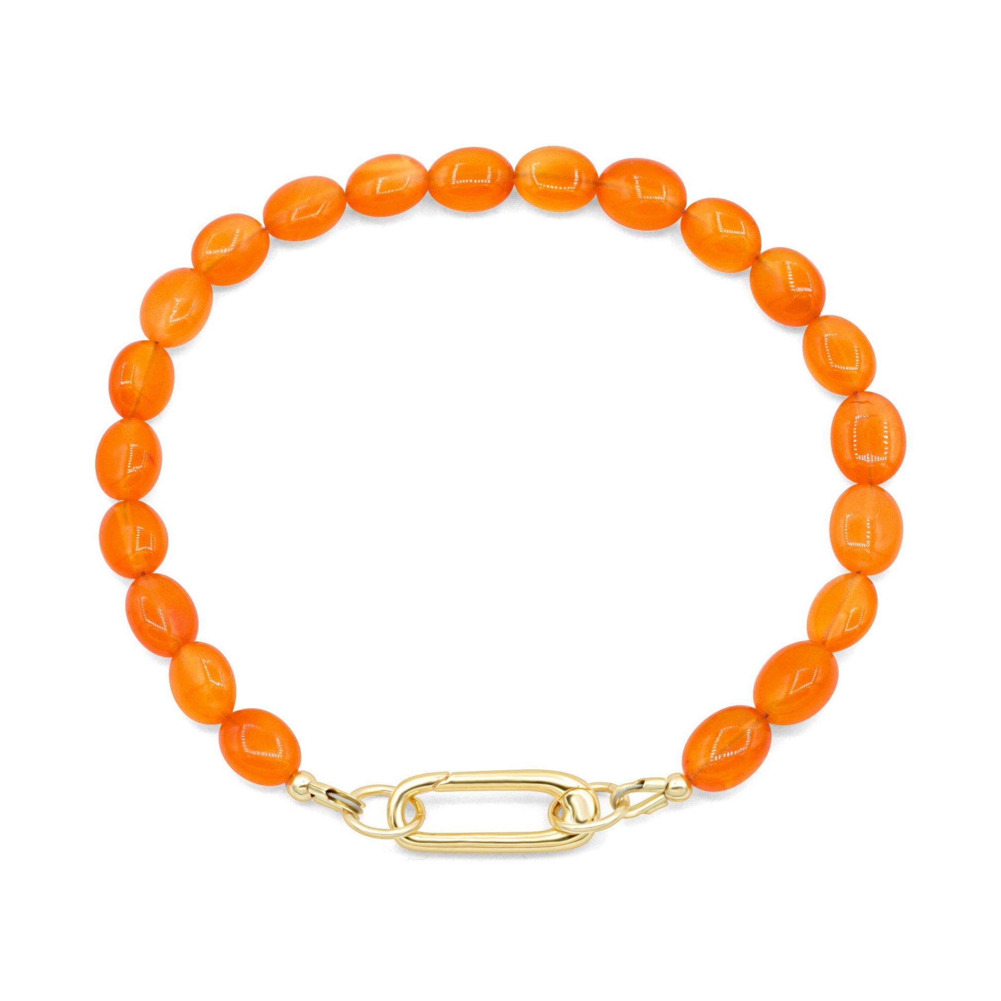Carnelian oval carabiner bracelet